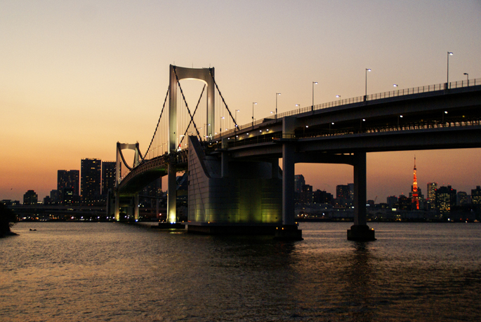 La vue sur la baie de Tokyo depuis le parc métropolitain d’Odaiba