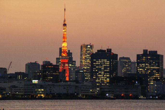 La vue sur la baie de Tokyo depuis le parc métropolitain d’Odaiba