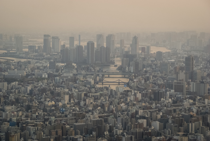 Tokyo dans le brouillard vu depuis la Sky Tree