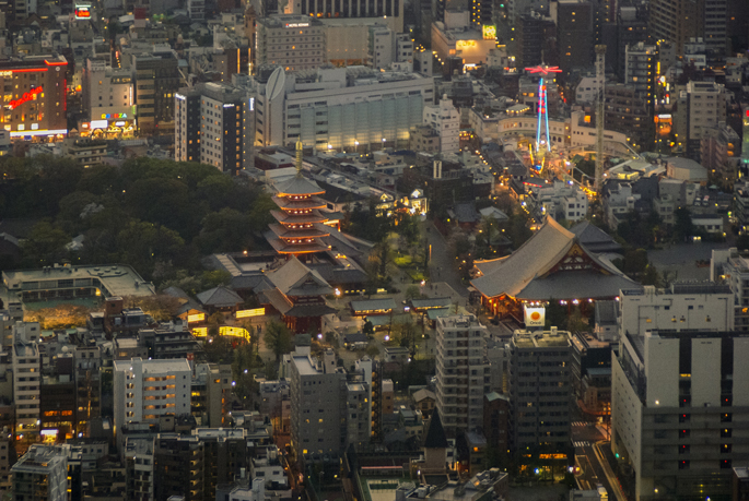 Temple Senso-ji vu depuis la Tokyo Sky Tree